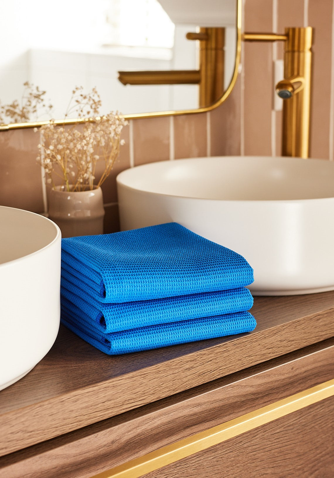 set van 3 droogdoeken blauw